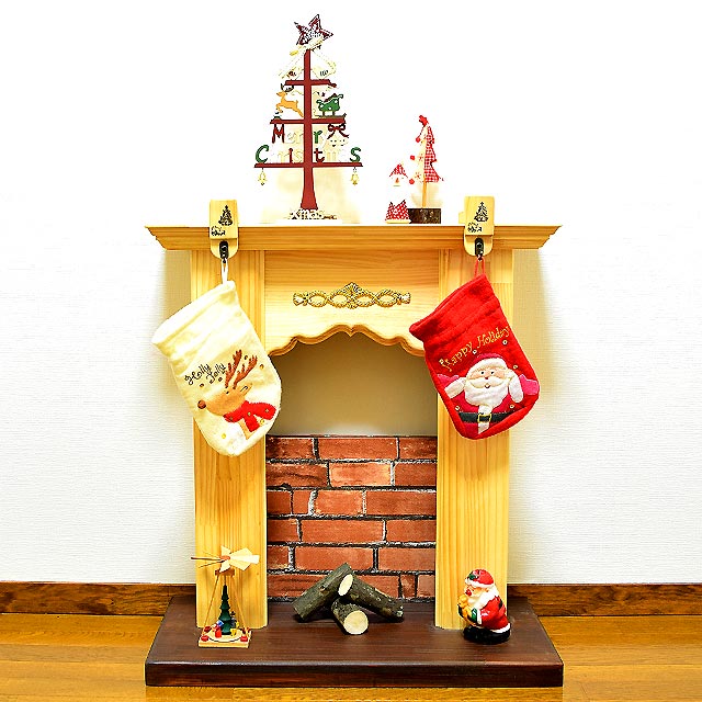 マントルピースw60ナチュラル インテリア暖炉 日本製 クリスマス 木のおもちゃ ポプリの森