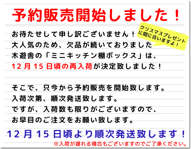 ミニキッチン棚ボックス予約販売