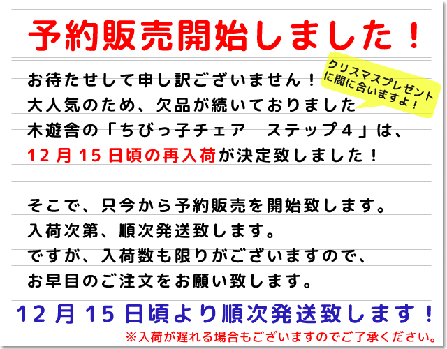 ちびっ子チェア　ステップ４予約販売